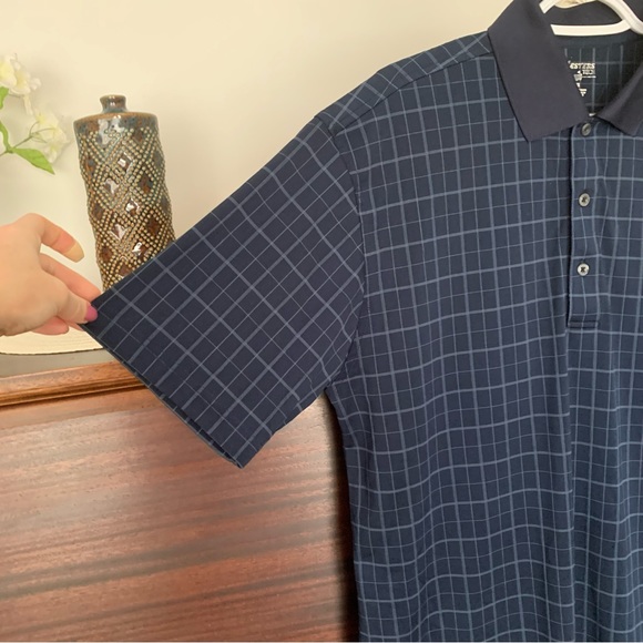 Masters Tech Blue Windowpane Print Golf Polo Shirt, Size Medium - Picture 5 of 10